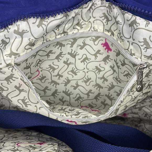 Kipling Zip-Top Tote with Adjustable Shoulder Strap Monkey Print Royal Blue NWT! - Picture 5 of 13